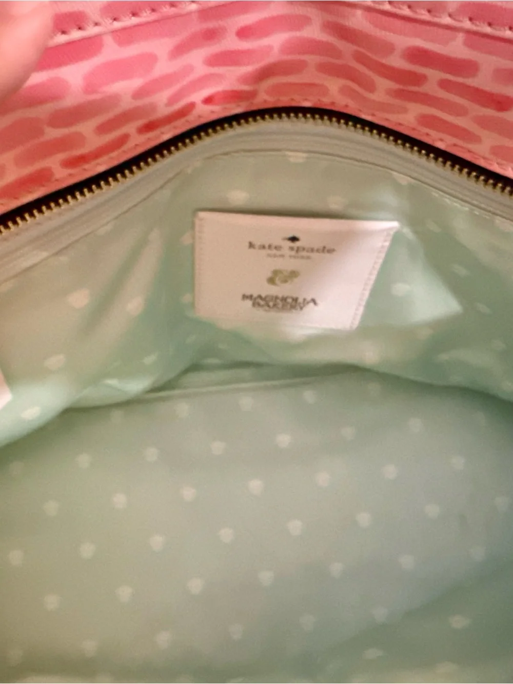 kate spade Pink Magnolia Bakery Print Tote with Black Straps